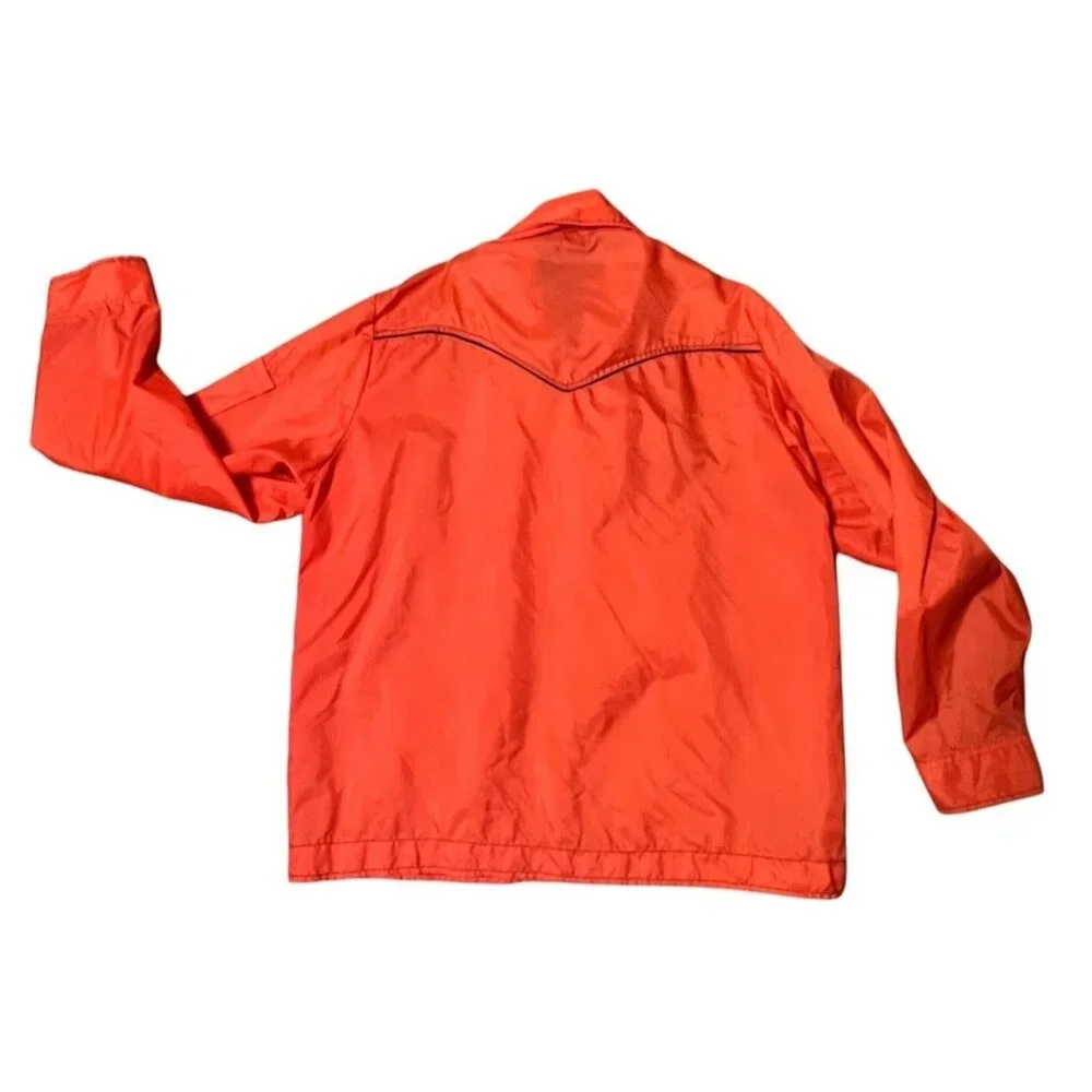70s 80's Weathercaster Orange Nylon WindBreaker Jacket Large USA Vtg Streetwear